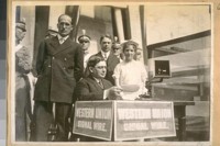 Photo same with Mayor Rolph daughter. [Opening of the Panama Canal]