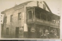 The Old City Hotel built in 1854 on Washington St. Sonora, Tuolumne Co. Calif. All the old time stages left this hotel. There are large oil paintings on the walls of the bar room in good order, August 9/28