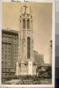 Union Square, 1934. Cathedral Monument, Knight Templar Conclave, July, 7-13-1934. San Francisco, Calif