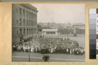 School children in the Fire Prevention Day Parade, Oct. 8th, 1920. High School of Commerce, Fell and Franklin Sts