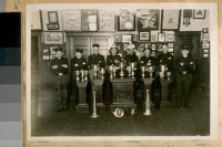 Picnic Committee of the Veteran Firemen's Ass., L. to R.: Alf. Florence, D.F. McAuliff, Chas. Reinfelt, Sam Baker, Phil. Diez, J.J. Cain, Fred Shade, and Con. Connell - July 15th, 1926