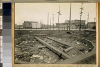 The old turn table of the Ocean Shore R.R. to Half Moon Bay at the S.W. cor. 12th & Howard St. 1922