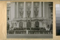 S.F. [San Francisco] Police Dept. in the Fire Prevention Day Parade, Oct. 8th, 1920. In front of the S.F. City Hall