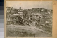 North-West from Sacramento and Mason St. 1876. The large house back in the center is the old home of Mr. Haggin on Taylor bet. Washington & Clay Sts