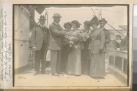 L to R: H. Cook, W.L. Cook, Mrs. Clara A. Cook, Miss Pearl Cook, Miss Jessie M. Cook, Mrs. Clara Cook, and Jesse B. Cook