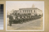 San Francisco's New Motorcycle side car detail with Chief Wm. Quinn. Sept. 1929