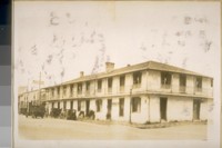 The old adobe Pacific Building cor. Scott & the Main St. at Monterey Calif. Built in 1847. Photo taken Jany. 1929. Built by Mackinlay
