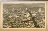Looking down Market Street from Twin Peaks, San Francisco. Piggott Photo