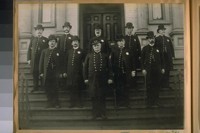 S.F. [San Francisco] Police Left to Right: Sergeants Flemming - Pittman - Harman - Harter - Sharp - Nash - Birdsall - Capt. W.J. Douglass - Fitzgerald - Flanders in 1889