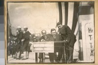 Opening of the Panama Canal 1914. Mr. Thatcher at the key Manager W.U.T. Co. at Union Square San Francisco