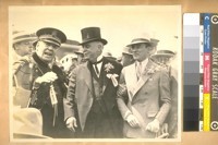 July 18/28. Jas. J. Walker, Mayor of New York City, visits San Francisco, Calif. July 18th to 22nd, 1928. Left to Right: Chief of Police D.J. O'Brien, Mayor Jas. Rolph, Jr., Hon. Jas. J. Walker