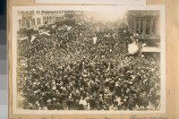 The 159th Infantry greeted on Broadway, Oakland. This is the largest crowd in the history of Oakland, World War Boys in 1919