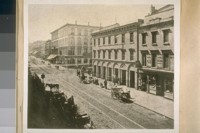 The Old Wells Fargo Express Building N. W. corner Calif. And Montgomery Sts. or looking South on Montgomery on Sacramento St. About 1870