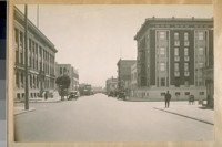 East on Fell St. from Franklin St. The building on the left and the new building just beyond is the High School of Commerce