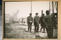 Chief D. Sullivan, S.F. [San Francisco] Fire Dept. and Chief O'Connell of Buffalo, New York Fire Dept. on Bay St., 1914, testing a Water Tower
