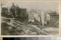 South from the top of Telegraph Hill in 1870. South on Kearny St. from the top of hill