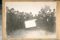 Chief O'Shaughnessy with Admiral Rodman, Mayor Rolph and other officials at the Hunter's Point sight [sic], 1920