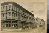 North from Washington St. on Sansome St. April 1924. These buildings were built about 1856