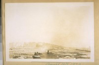 April 16th 1929. From Silver Ave. & the cattle pens on the hill. Looking N.W. & showing the big P.G. & E. [Pacific Gas & Electric] gas tank, the Potrero Hills, the marsh, the fires on the dumps burning, a part of the S.P.R.R. [Southern Pacific Railroad] trestle