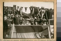 Mr. Rosencranz standing in Grand Stand, Chairman of the Community Service Circus, Ewing Field, March 25th & 26th, 1922