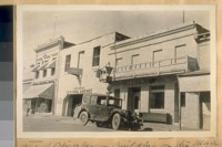 August 9/28. W. Srosberger Building on the Main St. of Angels Camp, Calaveras Co. Calif. Built in 1856 and first occupied by E. J. Stickle