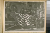 Annual Review of the S.F. [San Francisco] Police Dept., Oct. 30, 1920. L to R: Capt. J.J. O'Meara, Chief D. A. White, and Commissioner Jesse B. Cook, Theo. J. Roche, Dr. T.E. Shumate with Mayor and Mrs. Rolph