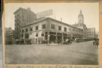 Fire, Sept. 1922 - S.W. cor. G.G. [Golden Gate] Ave. and Jones St. - see the German Catholic Church on the right and the home of the Hibernia Bank on the left