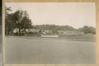N.E. from the Parade Grounds at the Presidio, showing the rear of the old Officer's Quarters or homes, built about 1860