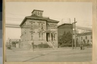 The Old John Center Home, N.E. cor. Shotwell & 16th St. The tanks you see on the right are the tanks that held the water that saved the Mission from the fire, April 18/06