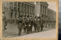 L. to R.: Capt. O'Day - Chief O'Brien - Mayor Jas. Rolph, Jr., Com. - Roche - Com. Cook - Com. Mahoney - Capt. Lemon - Capt. Gleeson. Oct. 27/23