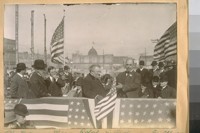 Photo same Mayor Rolph introducing Ex-Mayor Taylor. [at groundbreaking for the new City Hall.]