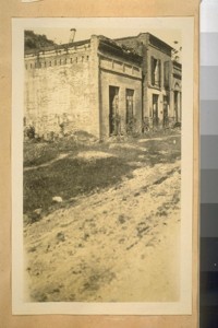 All that is left of the City of Shasta in Shasta Co., Calif. These buildings were built in 1853. L. to R. The first was the store of Grant Schroder as a Gen. Merchandise Store