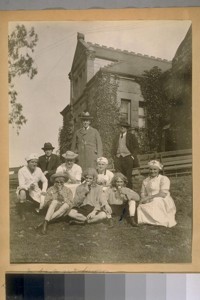 In back not known. Seated L. to R.: G. Wallfisch - C. Brennan - W. Duane - Geo. Brown. In the second row - Front Row, L. to R.: S.B. Faguzie [?], Jr., H. King - and J. De Martini - Members of the B.P.O. Elks #3. San Francisco. Feb. 1924