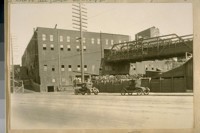 Butcher Town from 3rd St. near Hunter's Point St., Bay View. The bridge you see is the Bridge of Sighs over which the cattle enter the killing pen