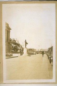 May 4th, 1929. Statue of Hall McAllister on the south side of McAllister St. bet. Van Ness Ave. & Polk St. The following inscription on the base. Hall McAllister, Leader of California, Learned, Able, Eloquent, Fearless Advocate, a Courteous Foe. Hall McAllister arrived in S.F. [San Francisco] Calif. June 4th, 1849