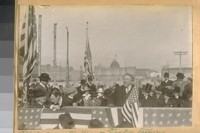 Photo same Ex-Mayor Taylor talking [speaking at groundbreaking for the new City Hall.]