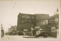 The building with the sign Bag's on it stands on the spot where old Fort Gunny Bags stood and was the headquarters of the Vigilante Committee in 1856. This is 243 Sacramento St. on the south side. Photo Mar. 1929