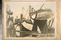 The freighter Oakland in her war paint, one of the three vessels launched at the Moor's ship yards on March 14/18