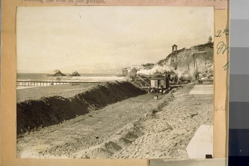 2nd section of the Sea Wall and Esplanade below the Cliff House. See the snow on the hills in Marin Co. Jany 30/22