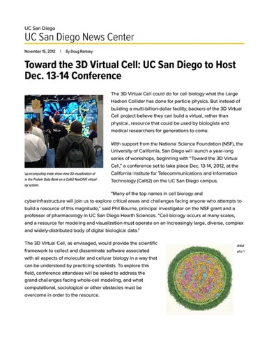 Toward the 3D Virtual Cell: UC San Diego to Host Dec. 13-14 Conference