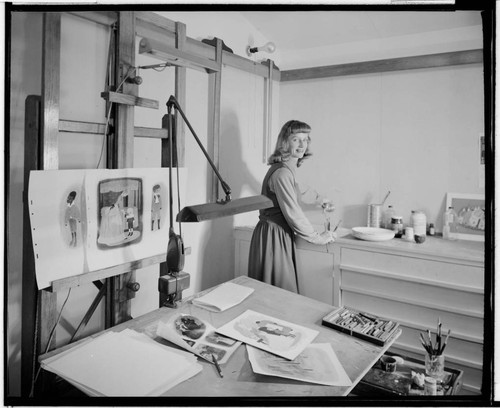 Blair, Lee and Mary, residence. Mary Blair in her strudio