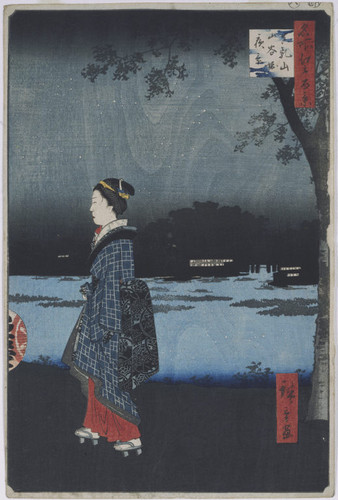 Night views of Matsuchi Hill and the entrance of the Sanya Canal from the Sumida River, number 34 from One Hundred Famous Views of Edo