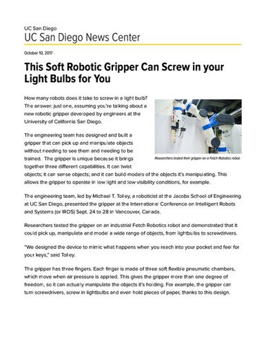 This Soft Robotic Gripper Can Screw in your Light Bulbs for You