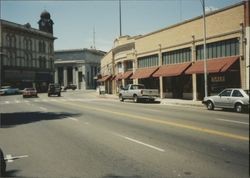 Petaluma Boulevard at the old Post Office, looking northwest at the clock tower, Petaluma, California, June 1991