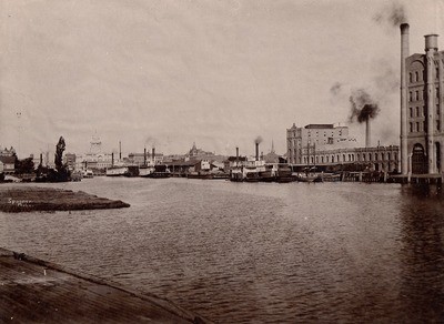 Stockton - Harbors - 1890s: Panoramic view, entrance to McLeod Lake