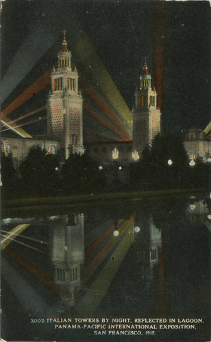 Italian Towers by Night Reflected in Lagoon