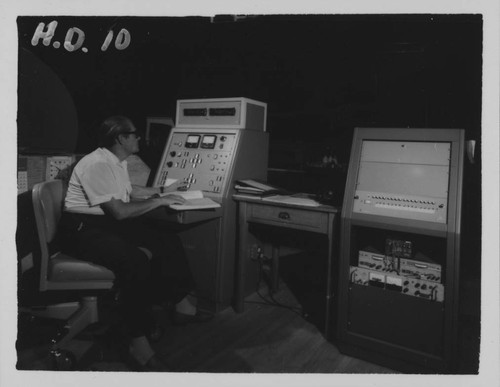 Eugene Morason at the new control panel for the 60-inch telescope at Mount Wilson Observatory