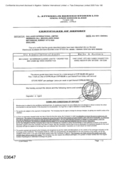 [Certificate of Deposit from Atteshlis Bonded Stores Ltd Gallaher International Limited regarding 800 cases of Sovereign Classic Light]