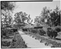 Heberton residence, garden with walkway, Montecito, 1930