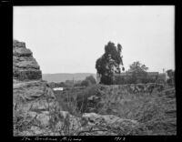 Wall ramains on the grounds of the Santa Barbara mission, Santa Barbara, 1912